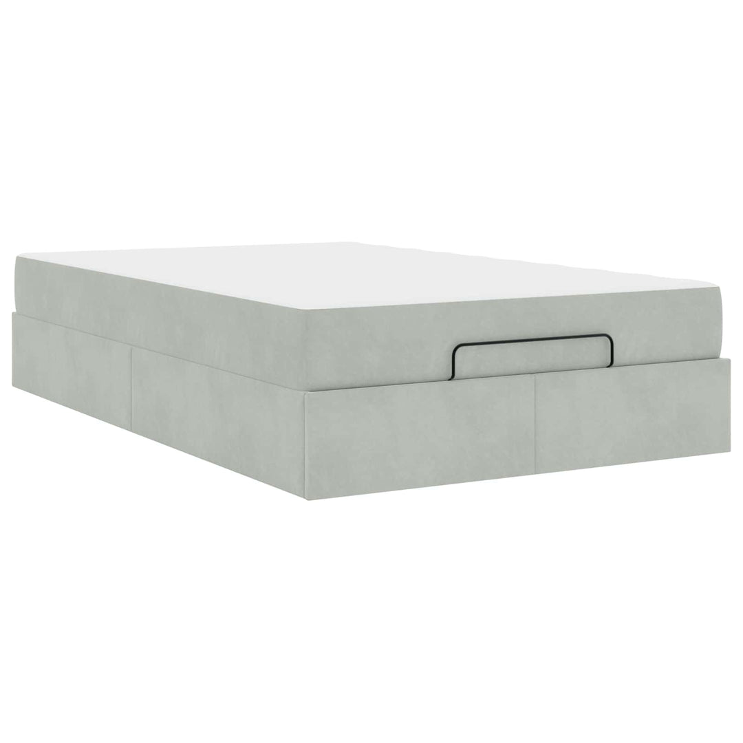 Sengeramme med madras 2 pcs Lysegrå Fløjl