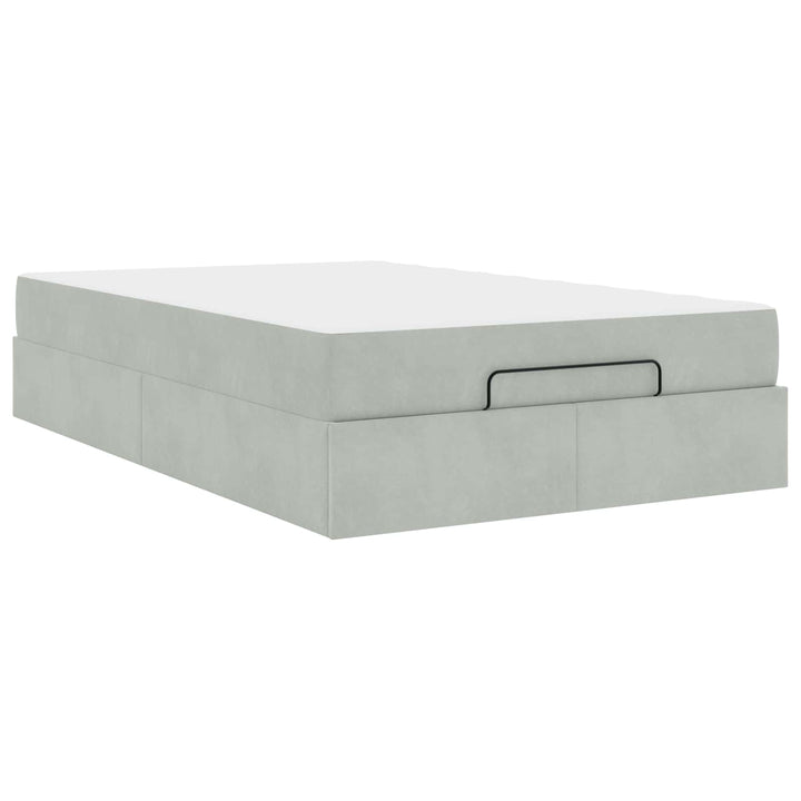 Sengeramme med madras 2 pcs Lysegrå Fløjl