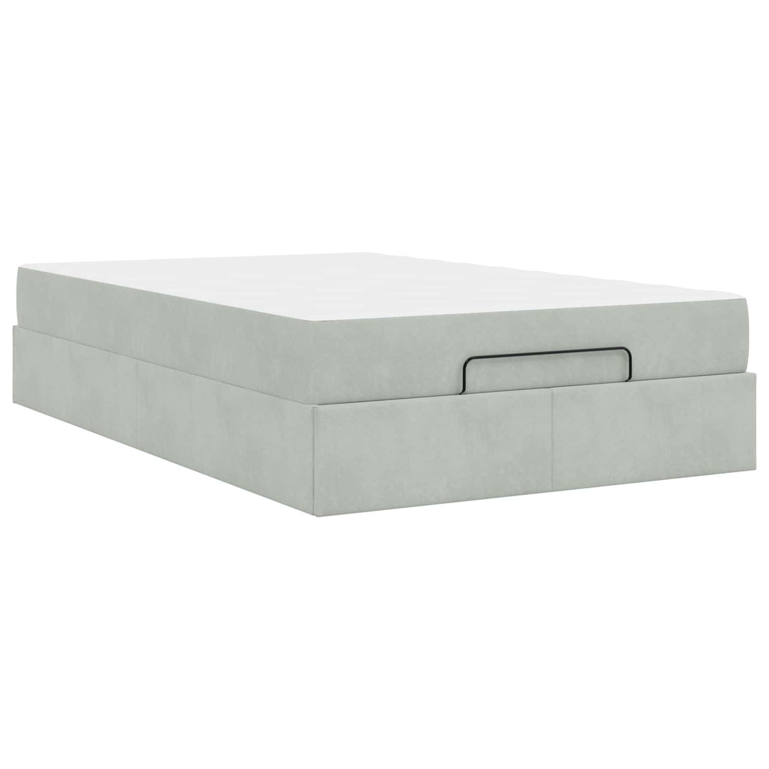 Sengeramme med madras 2 pcs Lysegrå Fløjl