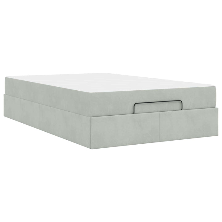 Sengeramme med madras 2 pcs Lysegrå Fløjl