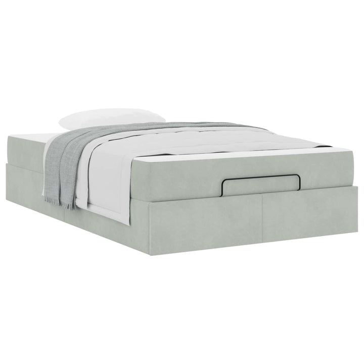 Sengeramme med madras 2 pcs Lysegrå Fløjl