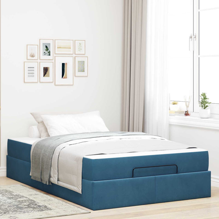Sengeramme med madras 2 pcs Blå Fløjl