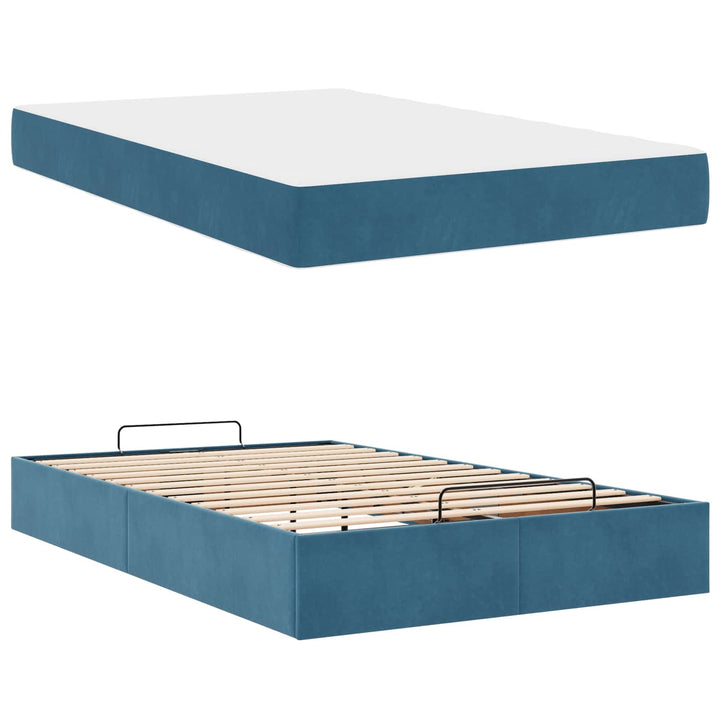 Sengeramme med madras 2 pcs Blå Fløjl