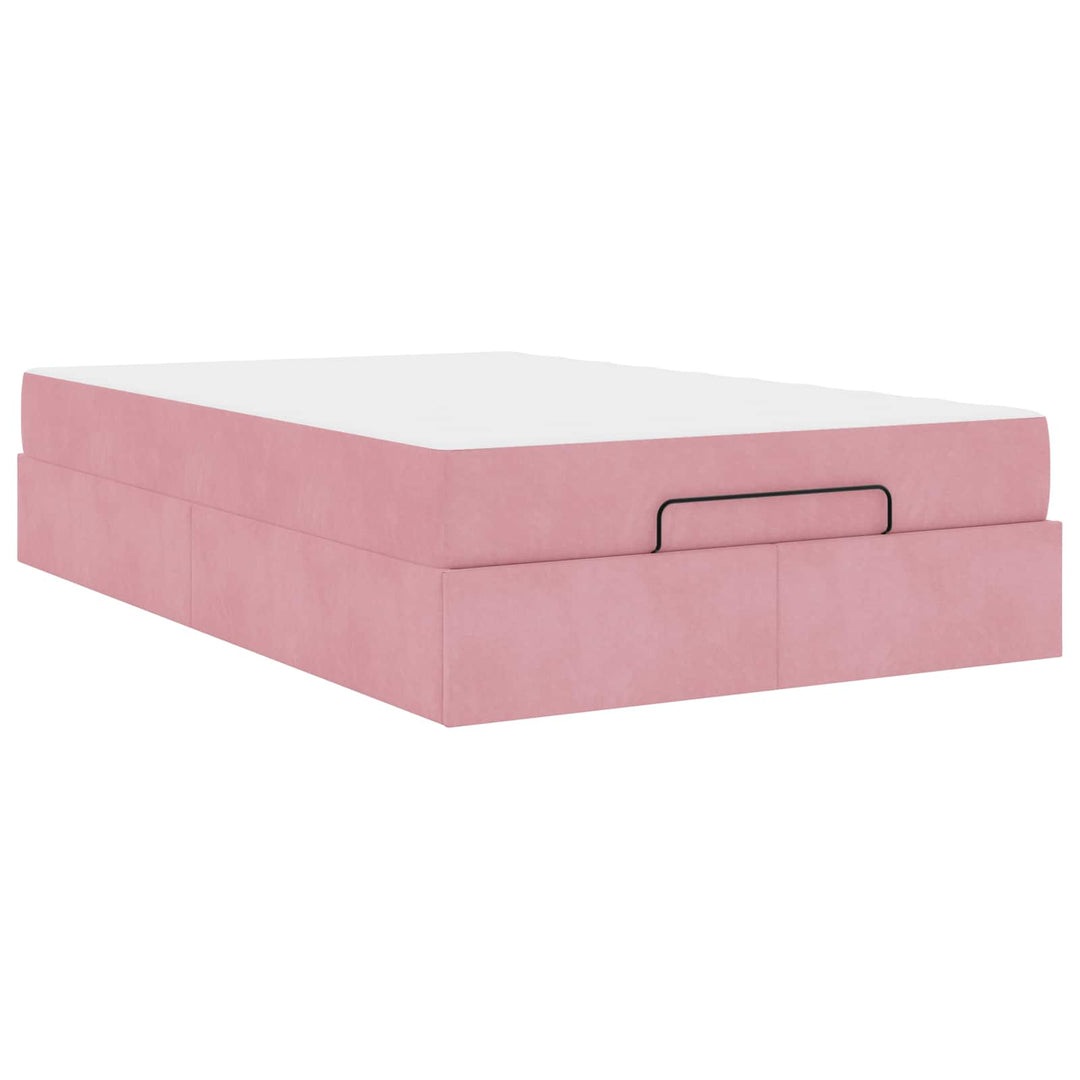 Sengeramme med madras 2 pcs Lyserød Fløjl