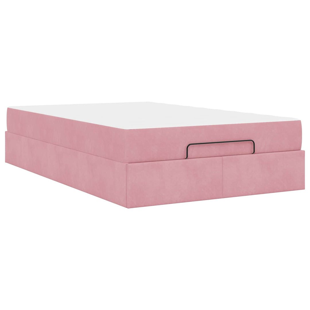 Sengeramme med madras 2 pcs Lyserød Fløjl