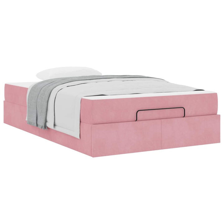Sengeramme med madras 2 pcs Lyserød Fløjl