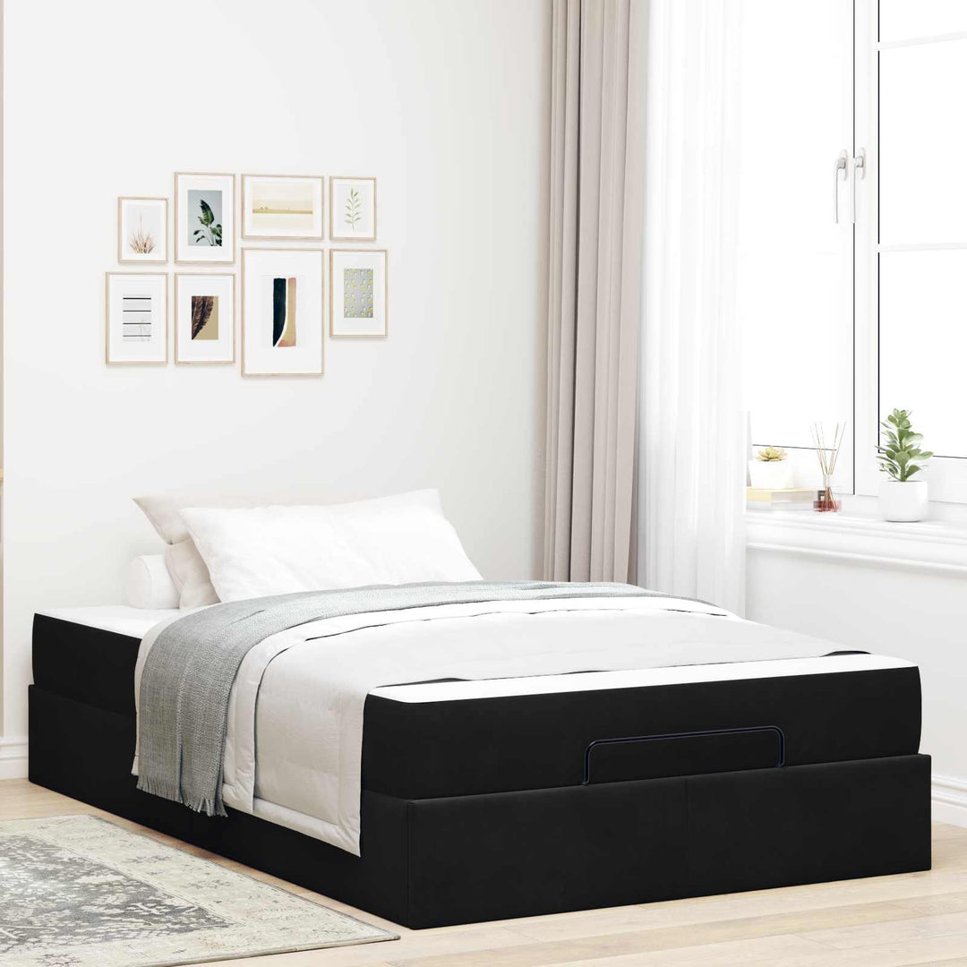 Sengeramme med madras 2 pcs Sort Fløjl
