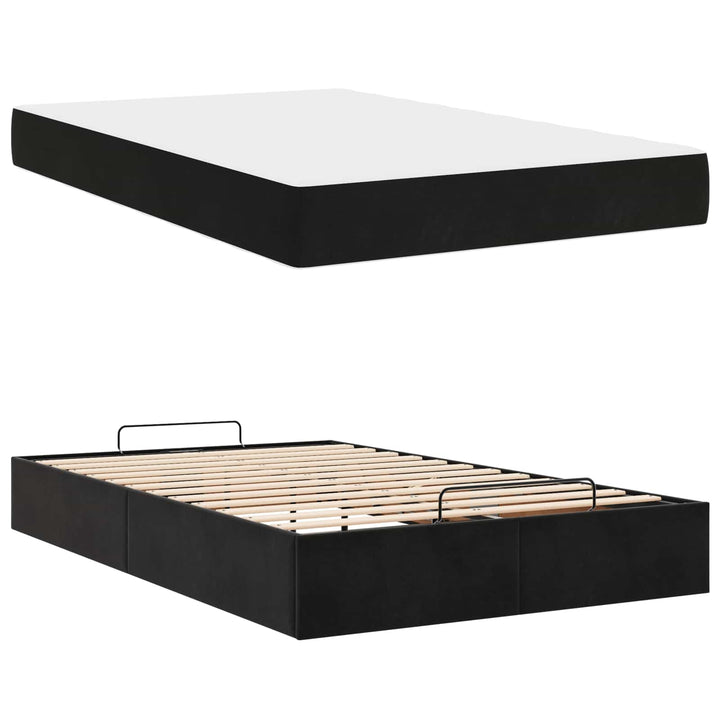 Sengeramme med madras 2 pcs Sort Fløjl