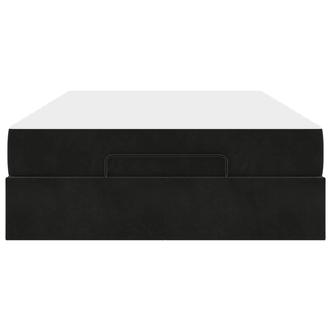 Sengeramme med madras 2 pcs Sort Fløjl