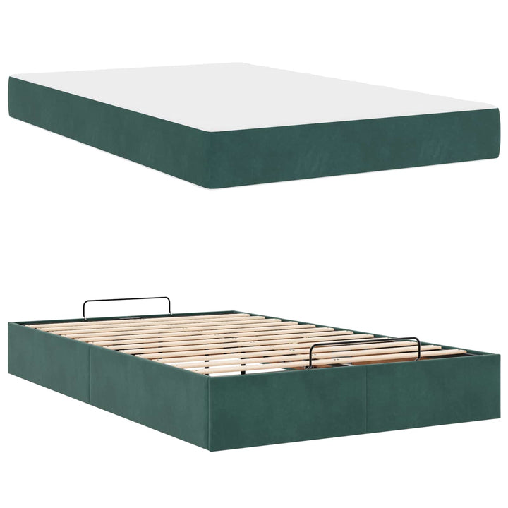 Sengeramme med madras 2 pcs Grøn Fløjl