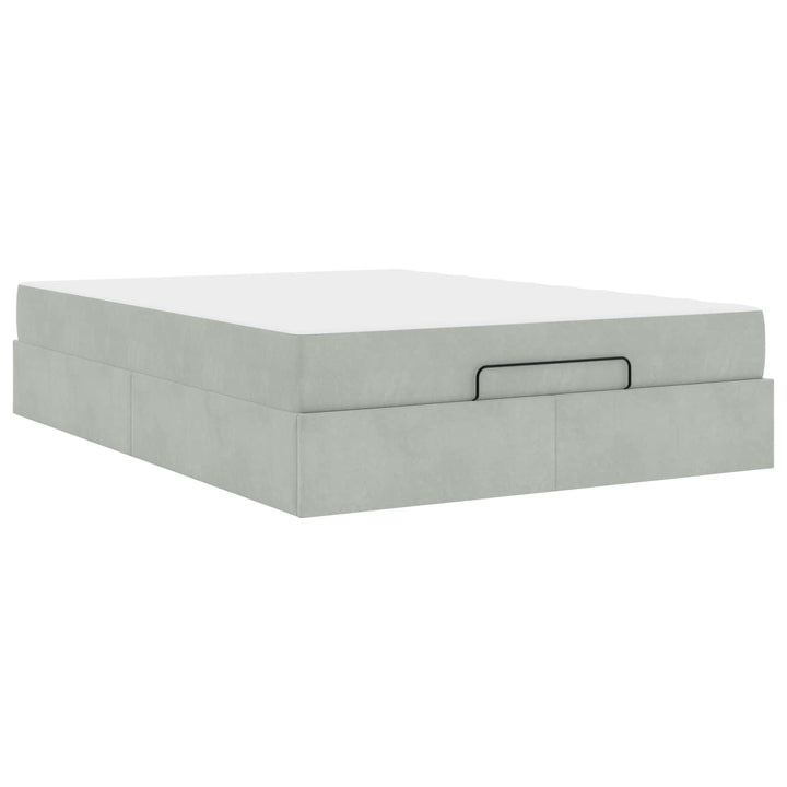 Sengeramme med madras 2 pcs Lysegrå Fløjl
