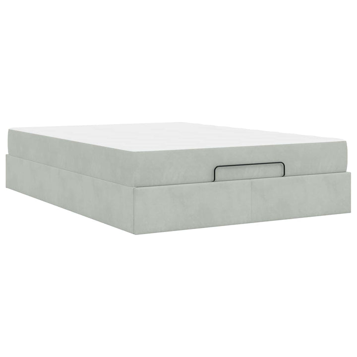 Sengeramme med madras 2 pcs Lysegrå Fløjl