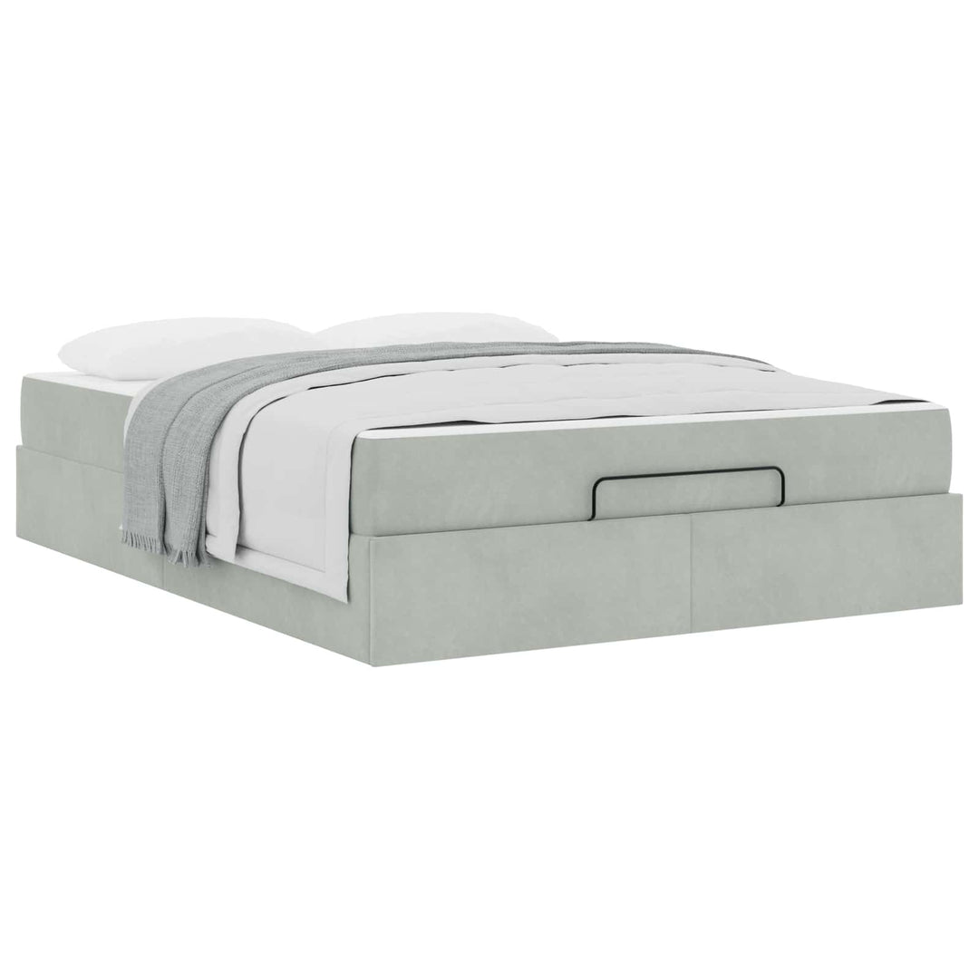 Sengeramme med madras 2 pcs Lysegrå Fløjl