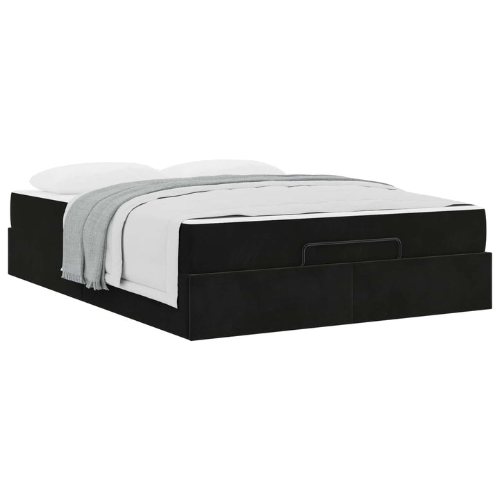 Sengeramme med madras 2 pcs Sort Fløjl