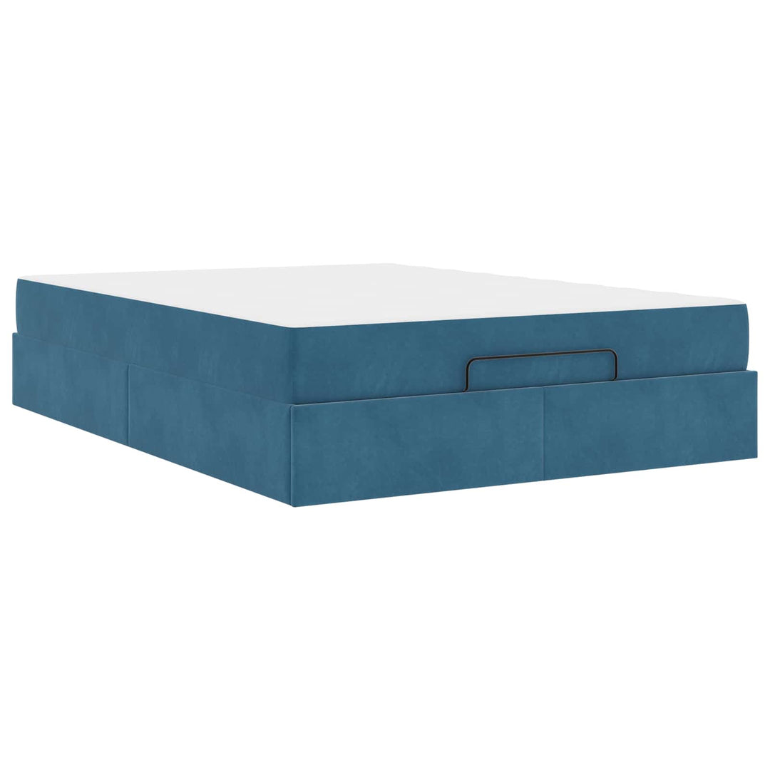 Sengeramme med madras 2 pcs Blå Fløjl