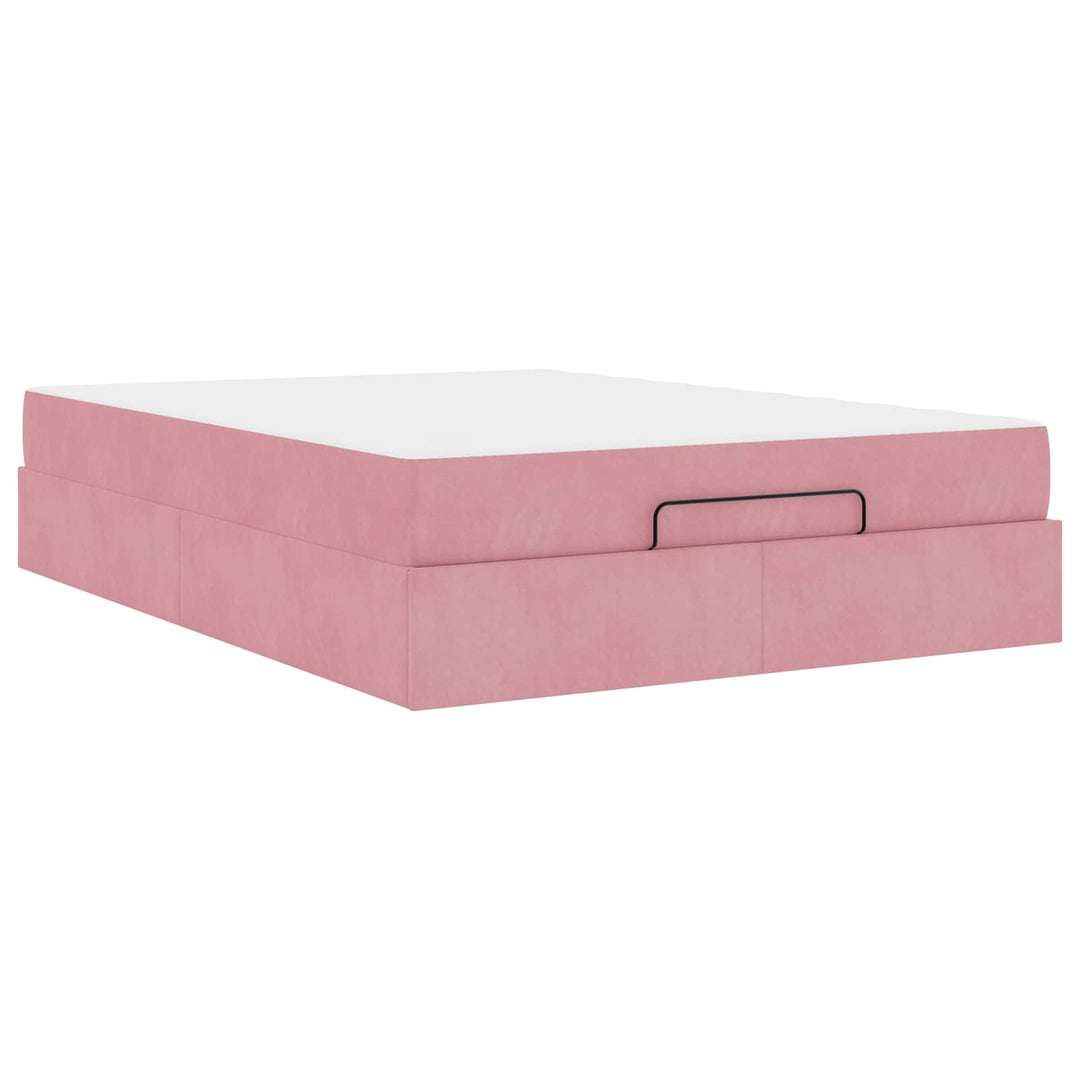 Sengeramme med madras 2 pcs Lyserød Fløjl