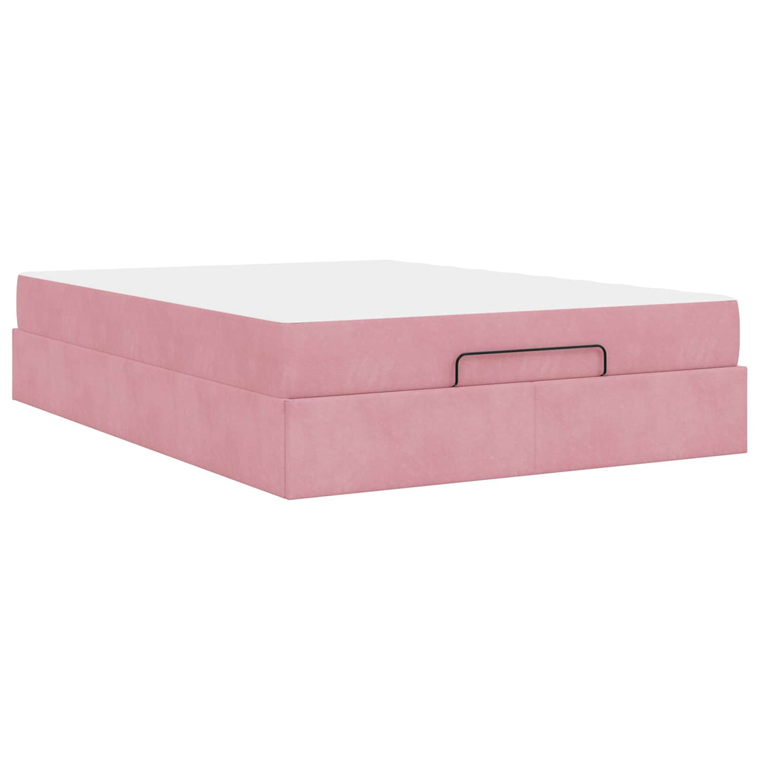 Sengeramme med madras 2 pcs Lyserød Fløjl
