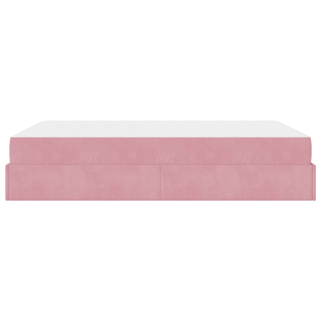 Sengeramme med madras 2 pcs Lyserød Fløjl