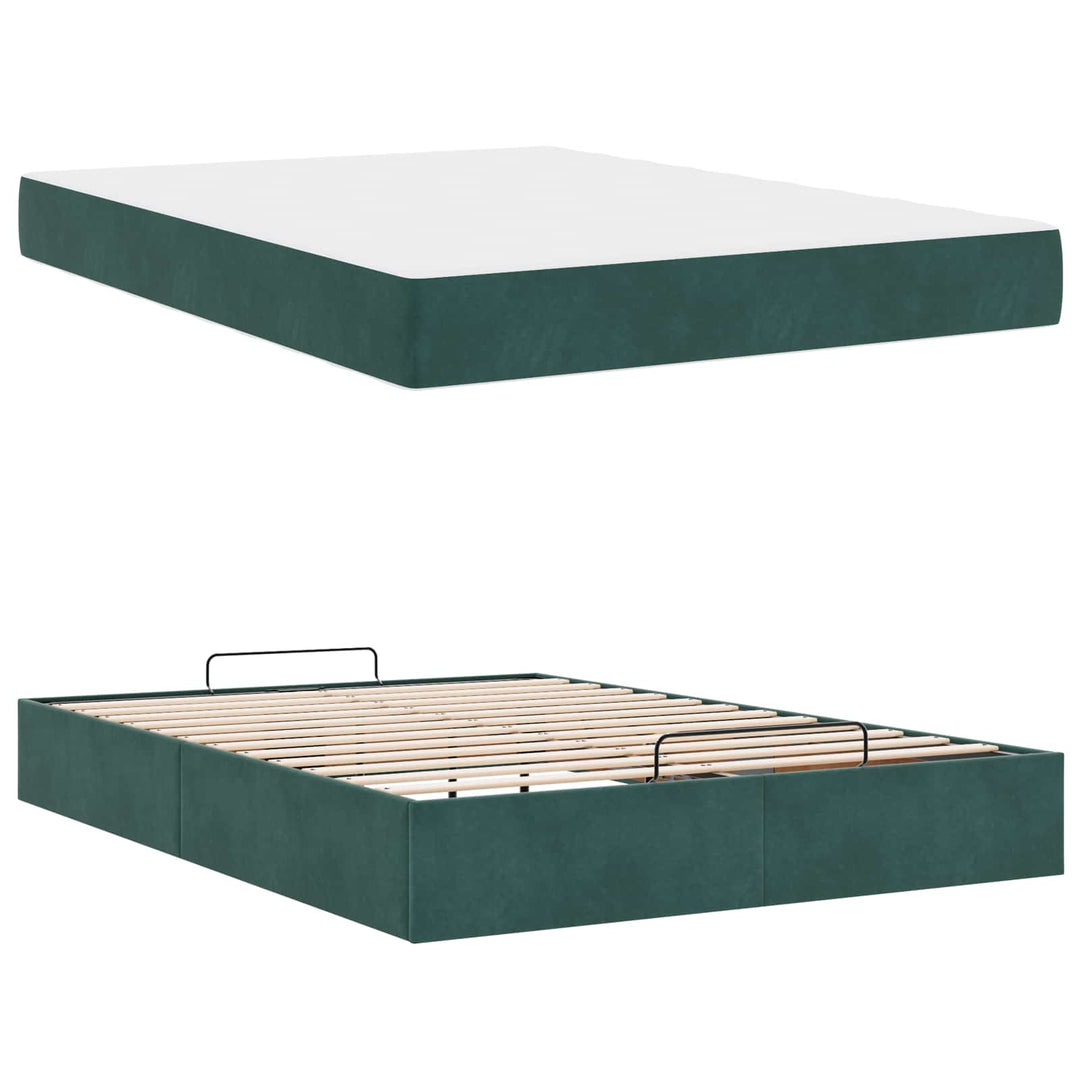 Sengeramme med madras 2 pcs Grøn Fløjl