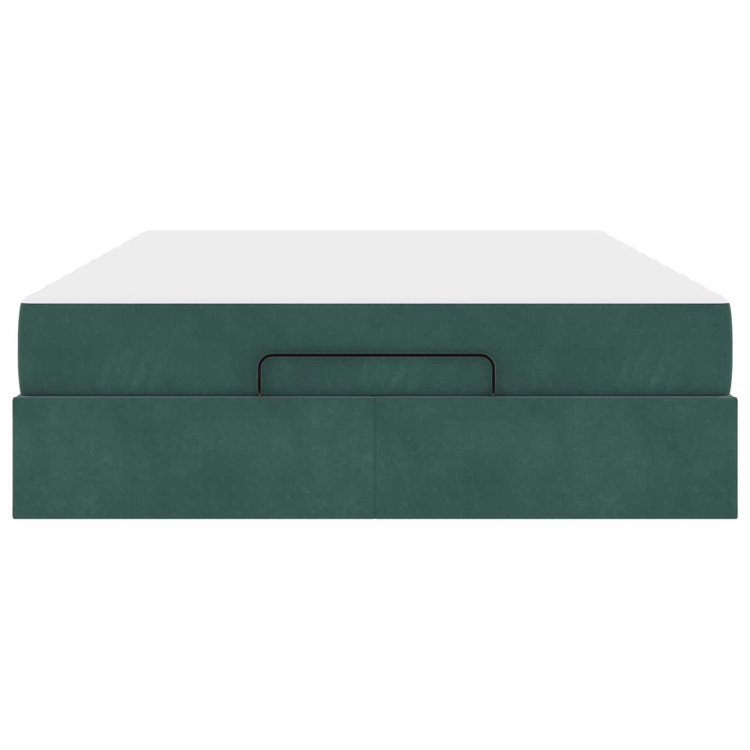 Sengeramme med madras 2 pcs Grøn Fløjl