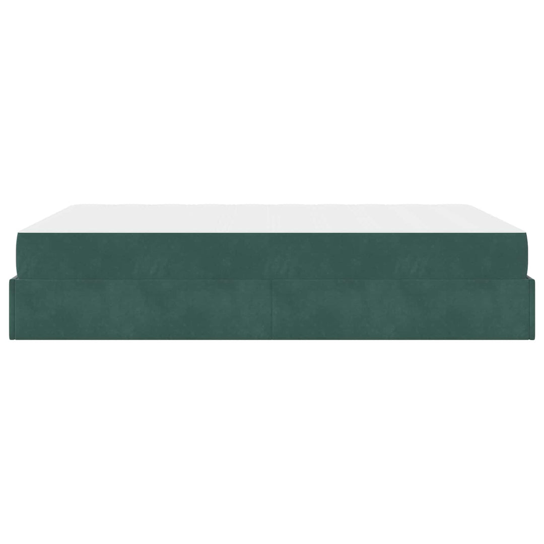 Sengeramme med madras 2 pcs Grøn Fløjl