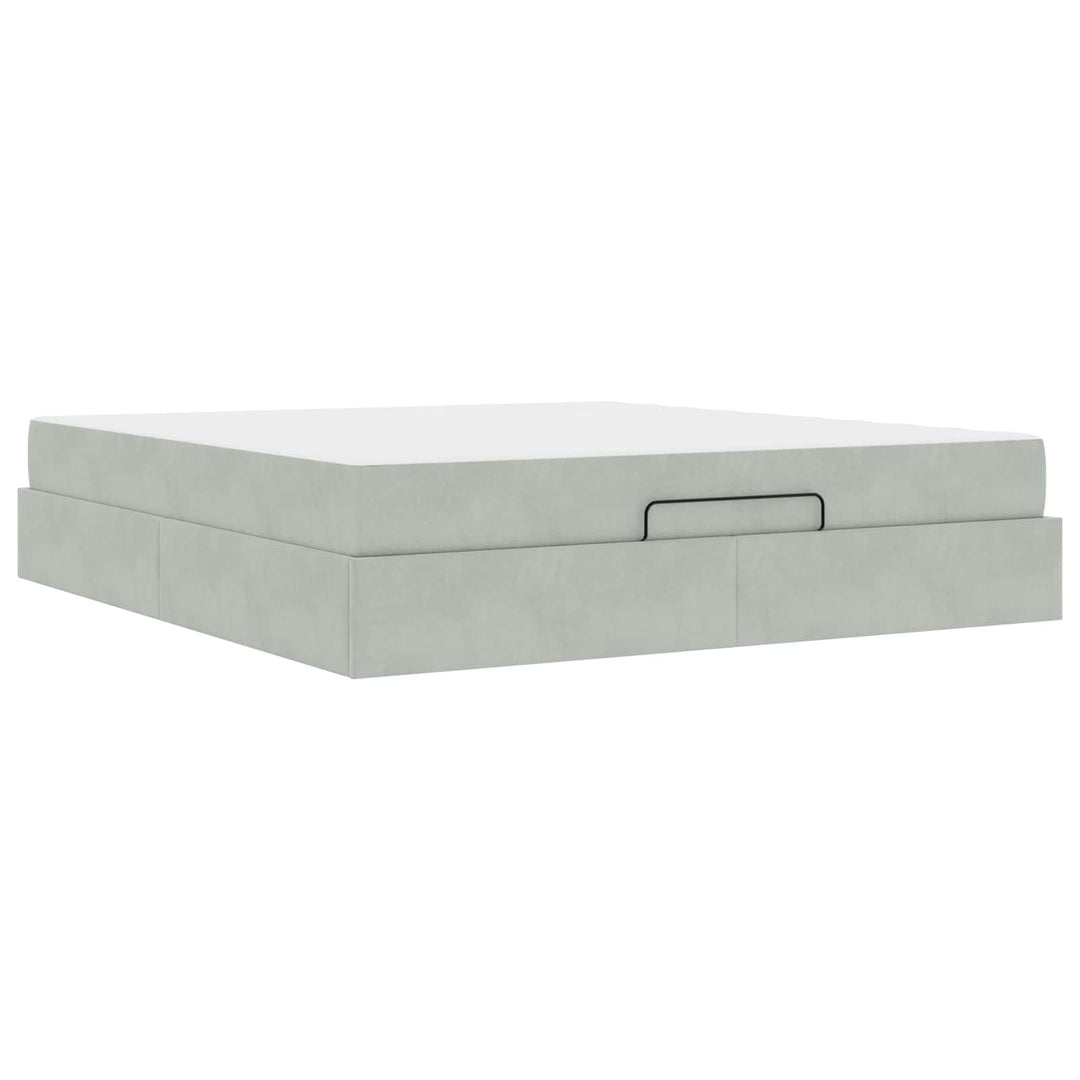 Sengeramme med madras 2 pcs Lysegrå Fløjl