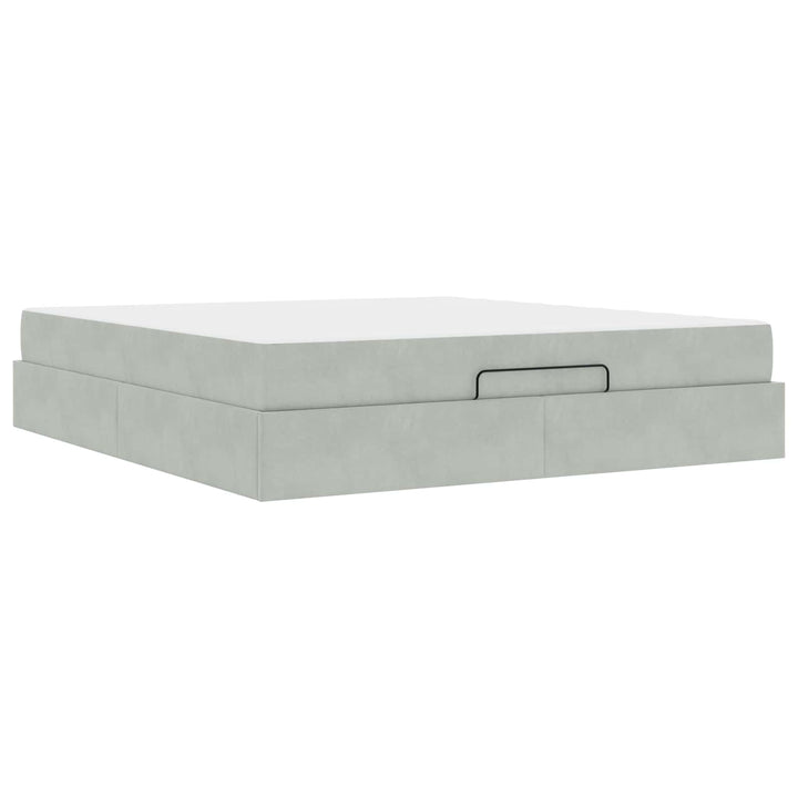 Sengeramme med madras 2 pcs Lysegrå Fløjl