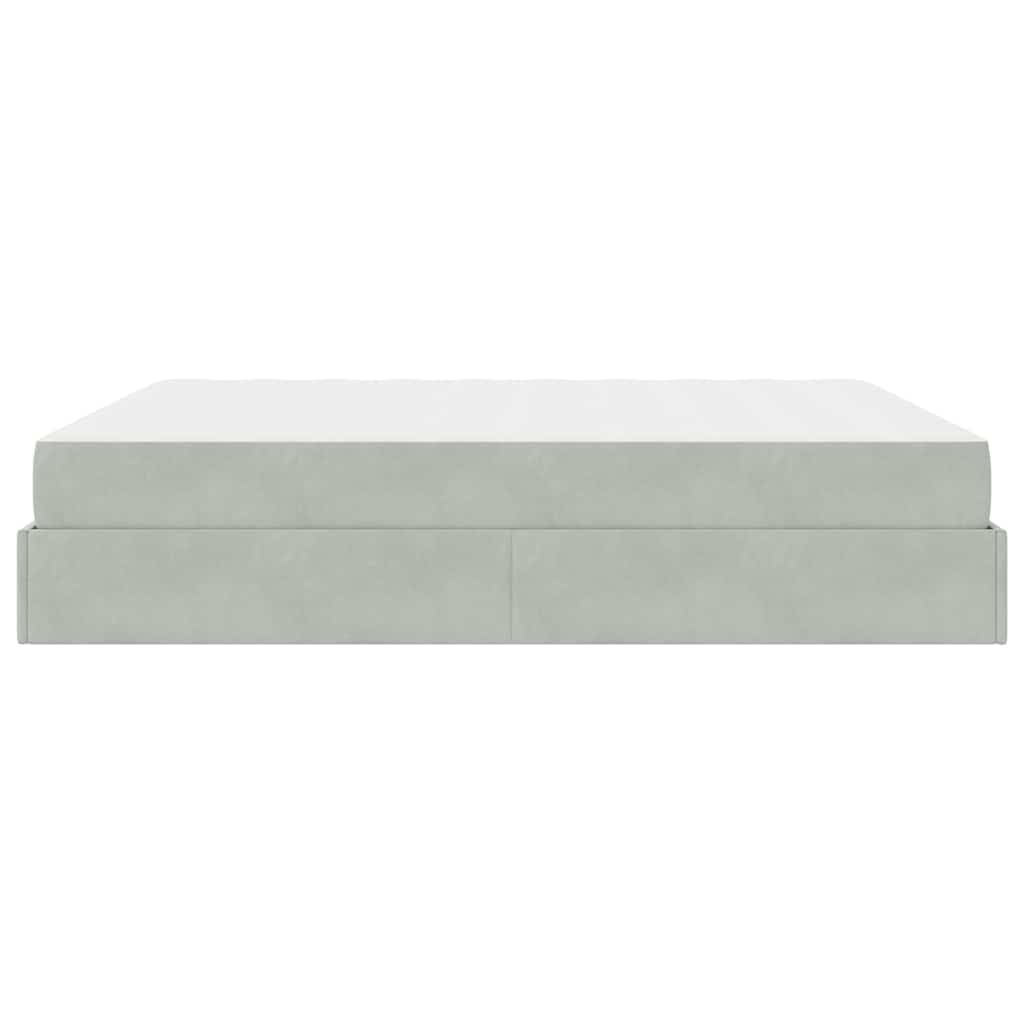 Sengeramme med madras 2 pcs Lysegrå Fløjl