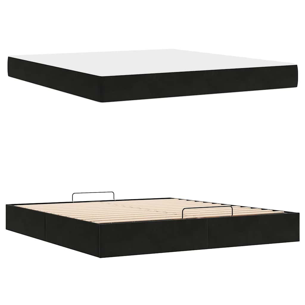 Sengeramme med madras 2 pcs Sort Fløjl