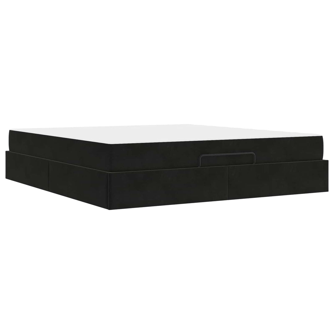 Sengeramme med madras 2 pcs Sort Fløjl