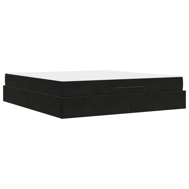 Sengeramme med madras 2 pcs Sort Fløjl