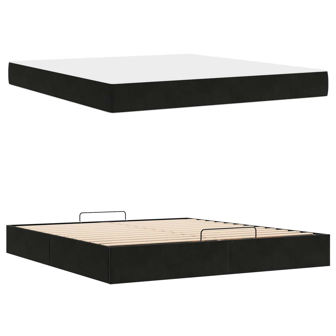 Sengeramme med madras 2 pcs Sort Fløjl
