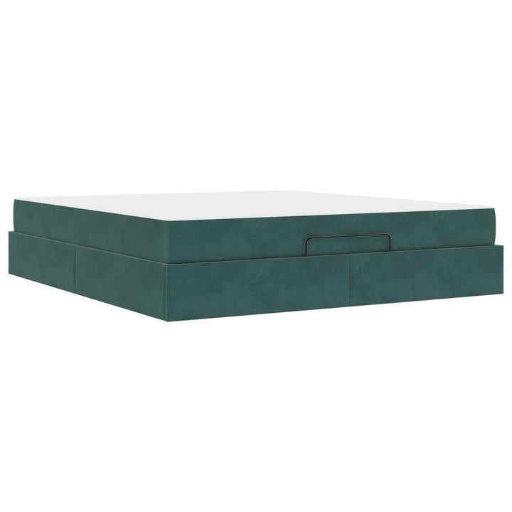 Sengeramme med madras 2 pcs Grøn Fløjl