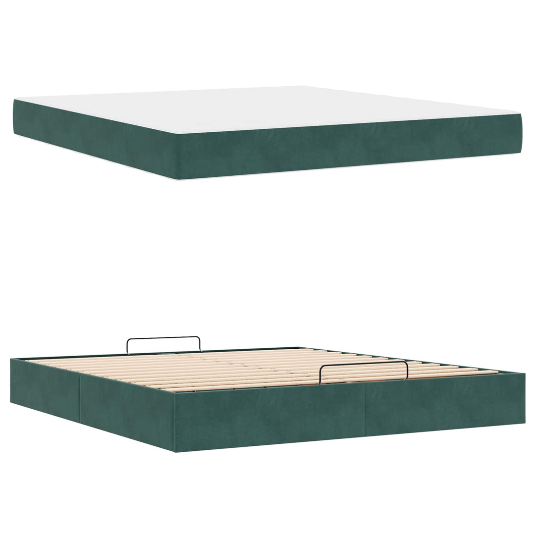 Sengeramme med madras 2 pcs Grøn Fløjl