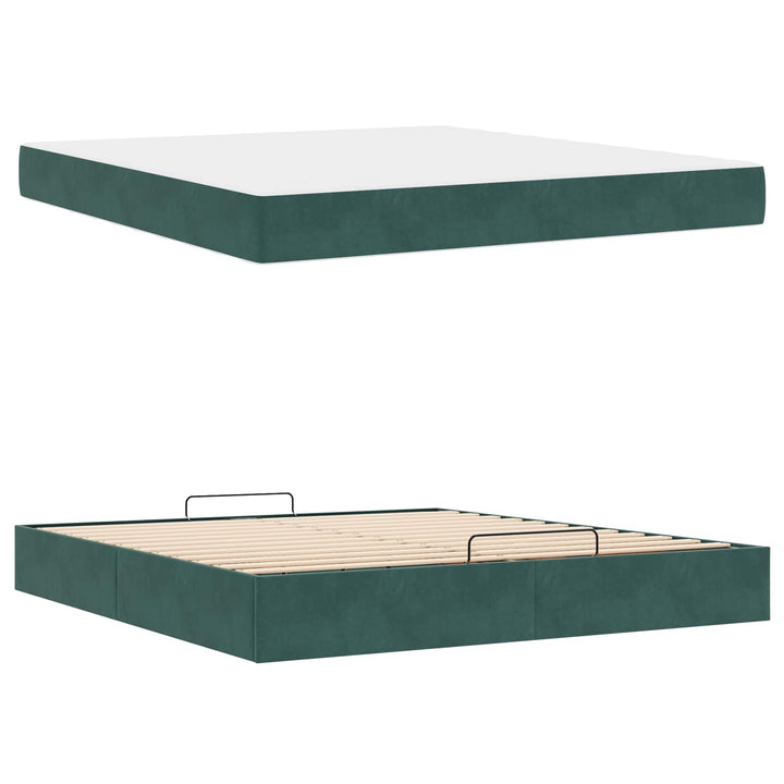 Sengeramme med madras 2 pcs Grøn Fløjl