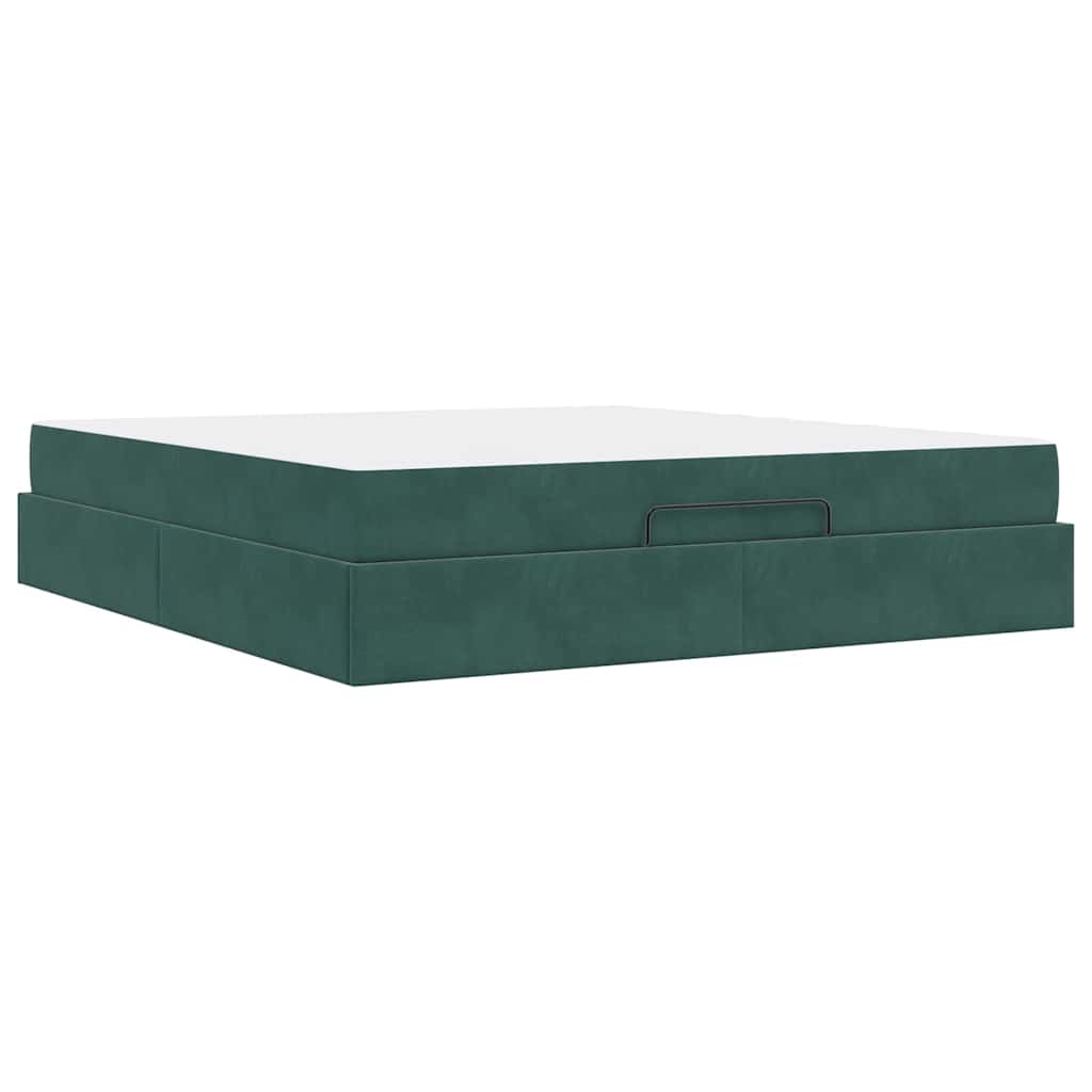 Sengeramme med madras 2 pcs Grøn Fløjl