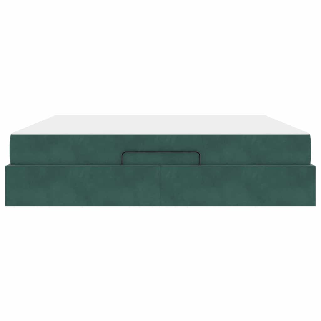 Sengeramme med madras 2 pcs Grøn Fløjl