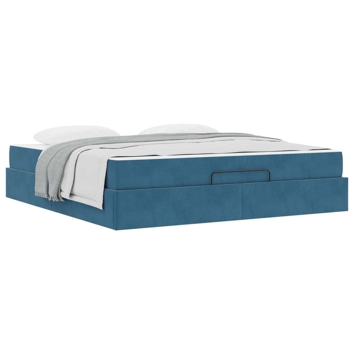 Sengeramme med madras 2 pcs Blå Fløjl