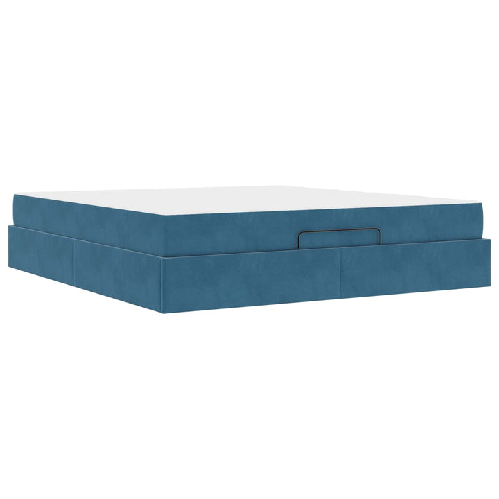 Sengeramme med madras 2 pcs Blå Fløjl