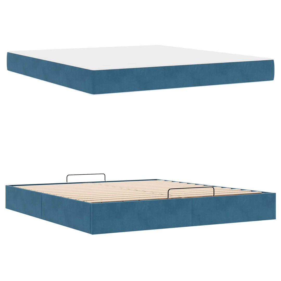 Sengeramme med madras 2 pcs Blå Fløjl