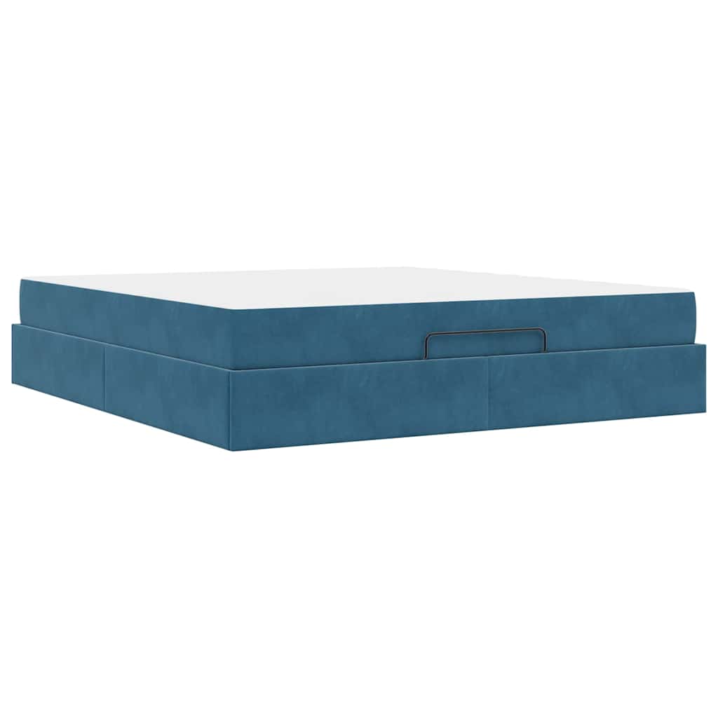 Sengeramme med madras 2 pcs Blå Fløjl