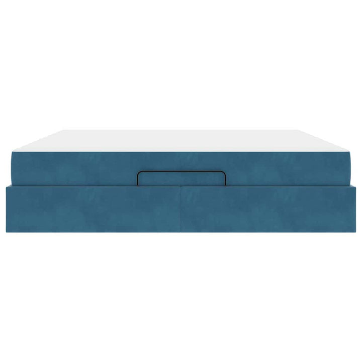 Sengeramme med madras 2 pcs Blå Fløjl