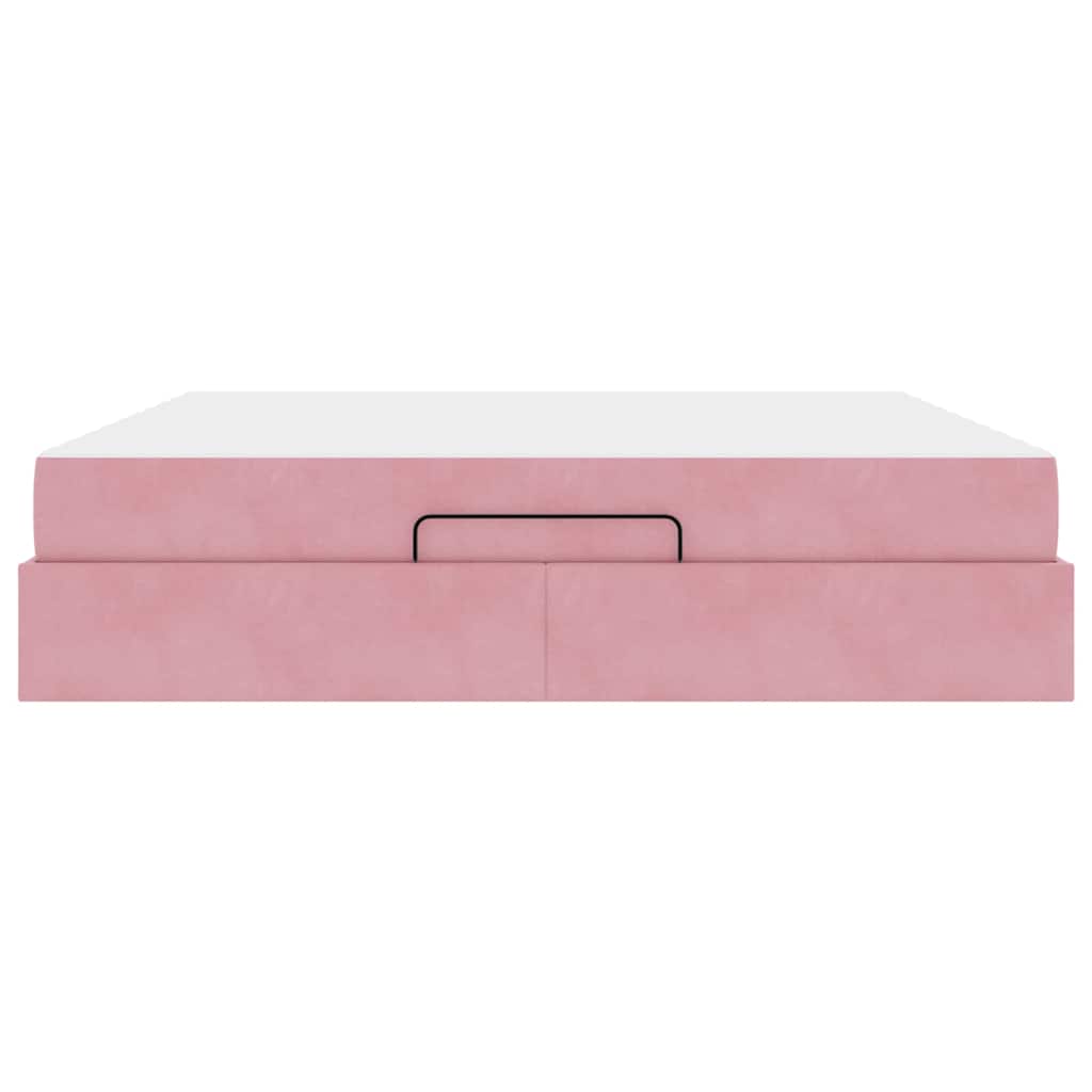 Sengeramme med madras 2 pcs Lyserød Fløjl