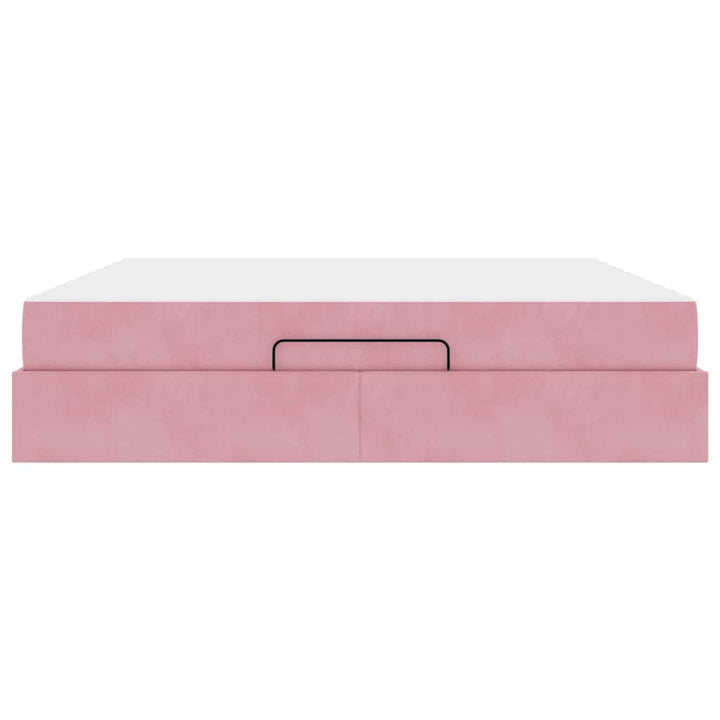 Sengeramme med madras 2 pcs Lyserød Fløjl