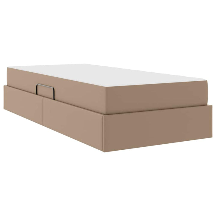 Seng med opbevaring og madras med madras 2 pcs Cappuccino Læder