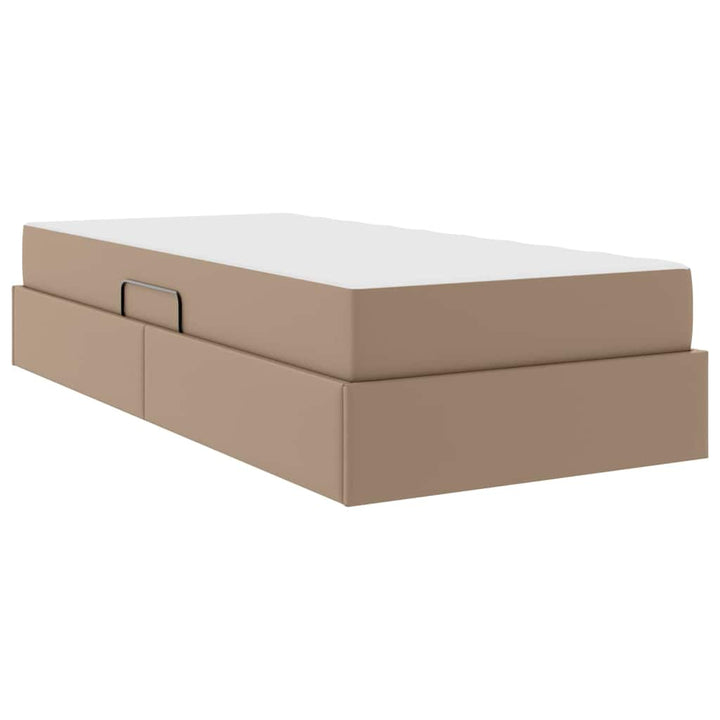 Seng med opbevaring og madras med madras 2 pcs Cappuccino Læder