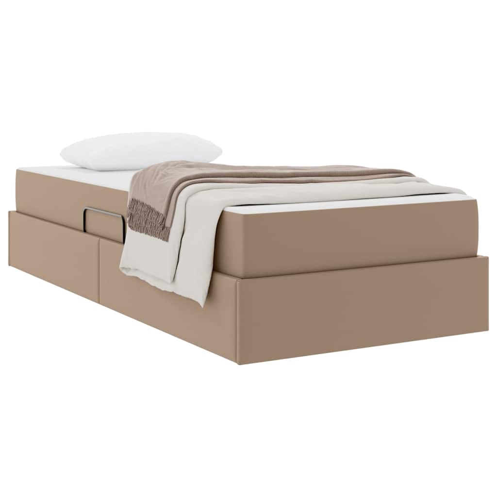 Seng med opbevaring og madras med madras 2 pcs Cappuccino Læder