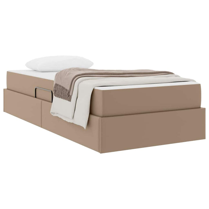 Seng med opbevaring og madras med madras 2 pcs Cappuccino Læder