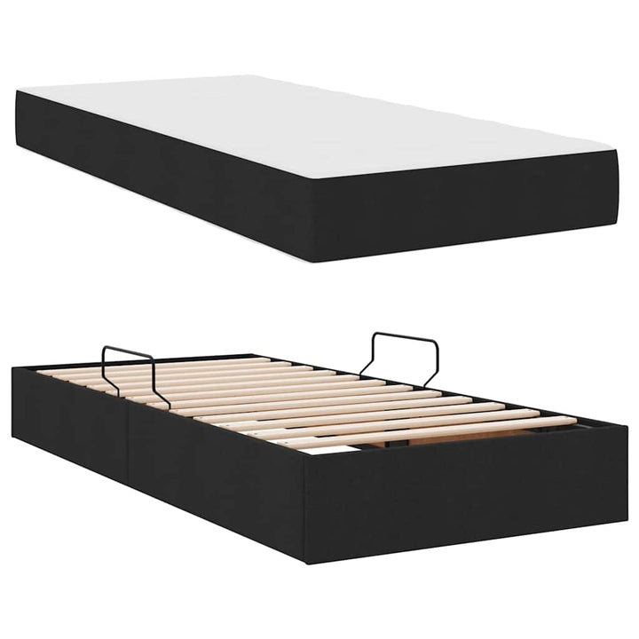 Seng med opbevaring og madras Sort 90 x 190 cm Polyester