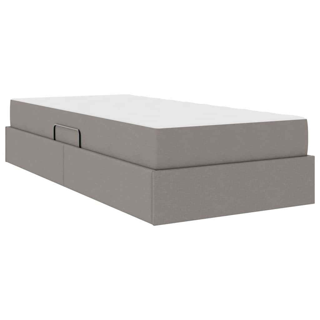 Seng med opbevaring og madras Gråbrun 90 x 190 cm Polyester